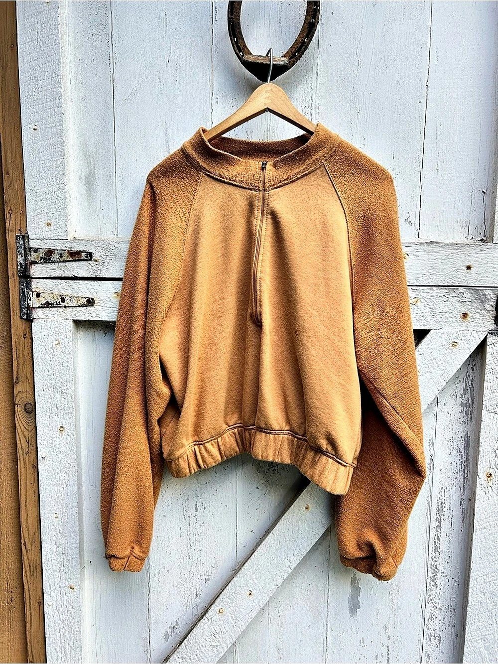 Free People Movement 100% cotton cropped slouchy balloon sleeve quarter zip Lg